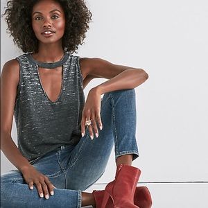 Lucky brand 🍀Venice Burnout Choker Tank Large NWT